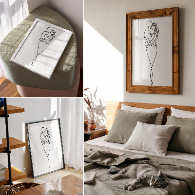 Premium stenski plakat Minimalističen dizajn za par s srčno linijo
