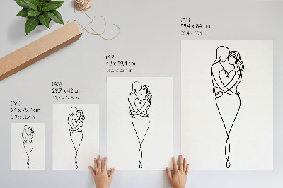 Premium stenski plakat Minimalističen dizajn za par s srčno linijo