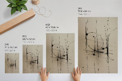 Plakat Bež ozadje črne črte minimalistična abstrakcija