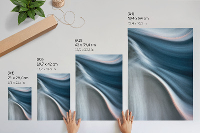 Eleganten plakat za dnevno sobo Dinamične valovite črte v hladnih odtenkih modre