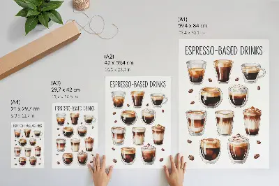 Plakat za dnevno sobo elegantne skodelice z espressom in mlekom