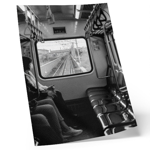 Plakat Črno-bela fotografija vagona vlaka