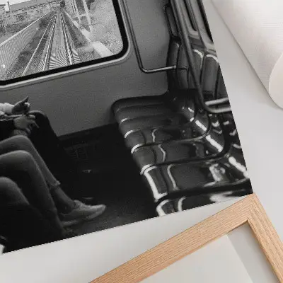 Plakat črno-bela fotografija železniškega vagona