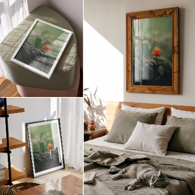Premium stenski plakat Oranžne jagode na zelenem ozadju