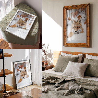 Premium stenski plakat Lisica v zimski pokrajini, naravna lepota in kontrast