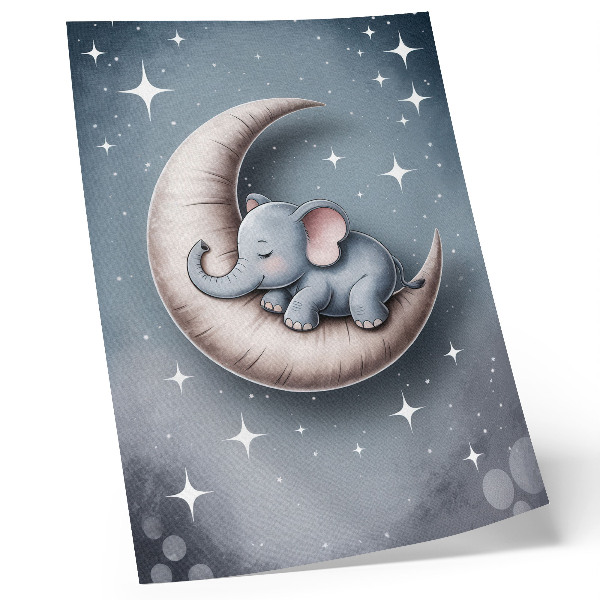 Plakat Speči slon na luni v pastelnih barvah
