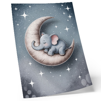 Plakat Speči slon na luni v pastelnih barvah