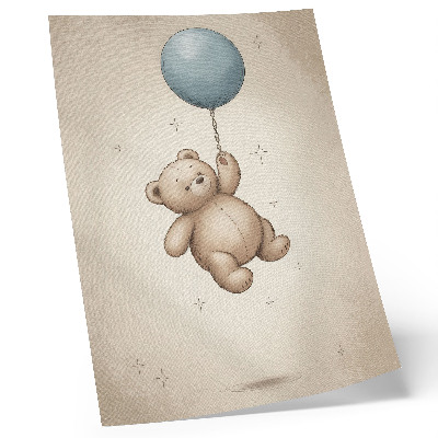 Premium stenski plakat Medvedek z balonom v svetlih barvah