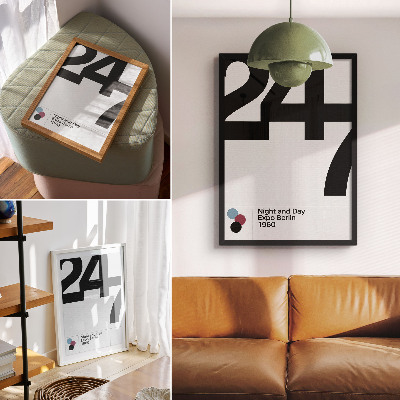 Plakat Minimalistična oblika z velikimi črno-belimi številkami