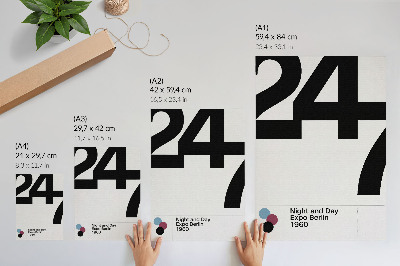 Plakat Minimalistična oblika z velikimi črno-belimi številkami