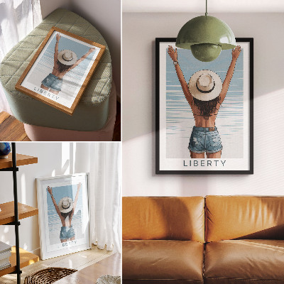 Plakat Figura v klobuku na nebu svobode