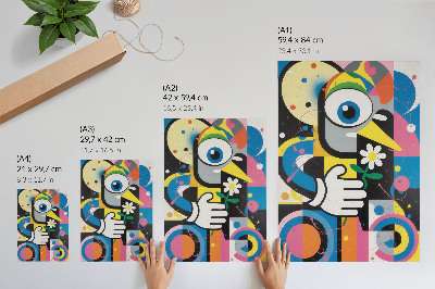 Eleganten plakat za dnevno sobo Geometrijska abstrakcija, žive barve, kontrasti