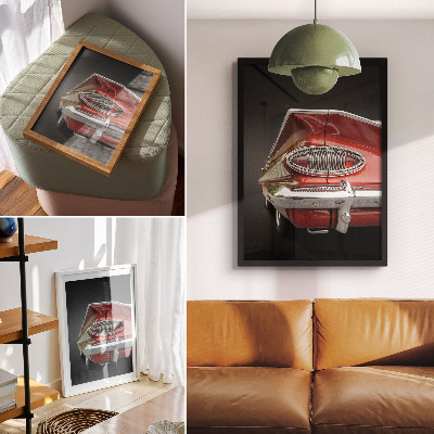 Plakat Rdeči avtomobil s kromiranimi detajli v retro slogu