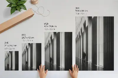 Plakat črno-beli geometrijski vzorci z vesoljsko svetlobo
