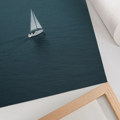 Premium stenski plakat Jahta na mirnem morju, minimalistična kompozicija