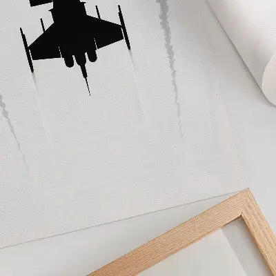 Plakat črno letalo na belem ozadju v minimalističnem kontrastnem slogu