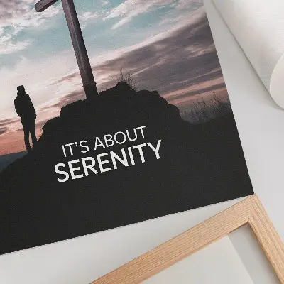 Plakat križ z motivom neba ob sončnem zahodu