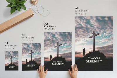 Plakat Križ proti nebu ob sončnem zahodu