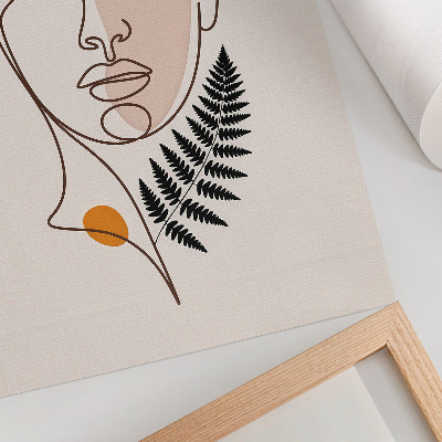 Eleganten plakat za dnevno sobo Minimalističen obraz z listnim elementom