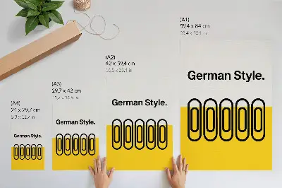Eleganten plakat za dnevno sobo s čistimi geometrijskimi linijami in kontrastnimi barvami