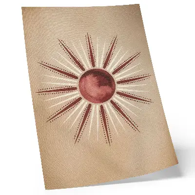 Premium stenski plakat v boho stilu s sijočim soncem v toplih tonih