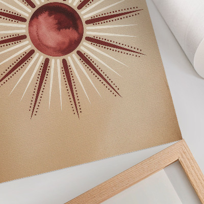 Premium stenski plakat Boho stil, sijoče sonce, topli toni