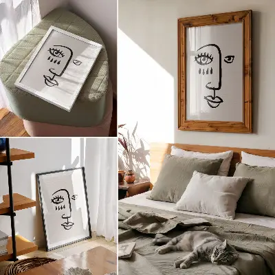 Plakat z abstraktnimi linijami v modernem minimalističnem slogu