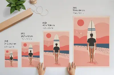 Umetniški tisk na platno deska za surfanje na plaži z motivom morja za sprostitev