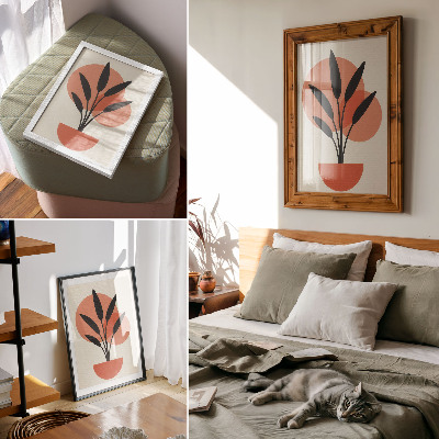 Eleganten plakat za dnevno sobo Abstraktni geometrijski listi bež ozadja