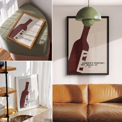 Premium stenski plakat Minimalistična grafika v bordo tonih