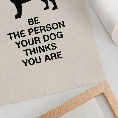 Plakat z motivacijskim motivom psa elegantna dekoracija za dnevno sobo