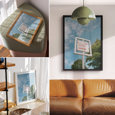 Eleganten plakat za dnevno sobo Bela tabla proti modremu nebu