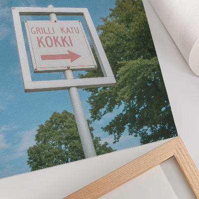 Eleganten plakat za dnevno sobo Bela tabla proti modremu nebu