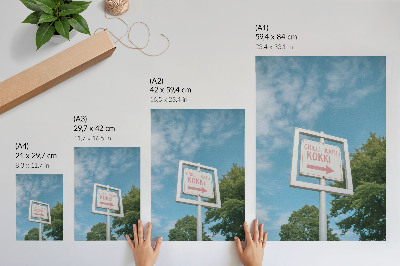Eleganten plakat za dnevno sobo Bela tabla proti modremu nebu