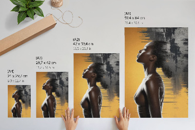 Plakat Elegantna ženska postava rumene in črne barve v kontrastu