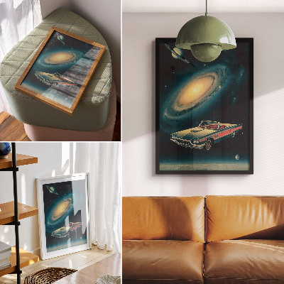 Premium stenski plakat Avto v vesolju je fantastična kombinacija