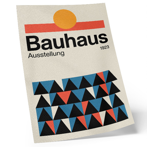 Umetniški tisk na platno Bauhaus grafika z oranžnim poudarkom