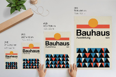 Umetniški tisk na platno Bauhaus grafika z oranžnim poudarkom
