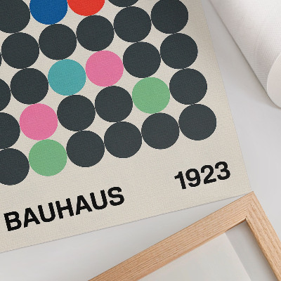 Eleganten plakat za dnevno sobo Geometrični črni krogi, živahne barve, navdih Bauhausa