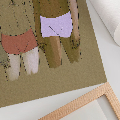 Premium stenski plakat Ilustracija moških v spodnjem perilu v toplih barvah
