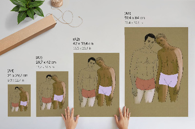 Premium stenski plakat Ilustracija moških v spodnjem perilu v toplih barvah