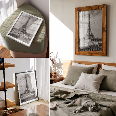 Eleganten plakat za dnevno sobo Elegantna siva moderna perspektiva Eifflovega stolpa