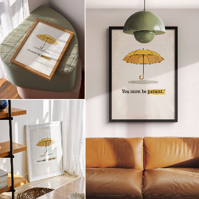 Plakat Minimalizem rumenega dežnika v kremnem ozadju