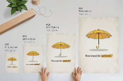 Plakat Minimalizem rumenega dežnika v kremnem ozadju