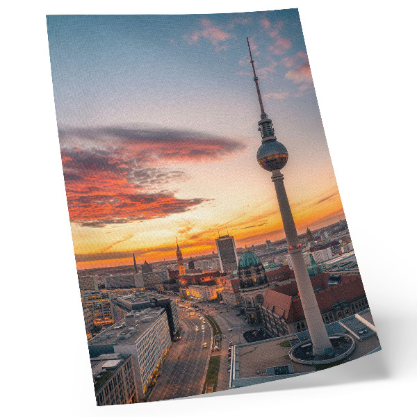 Premium stenski plakat Mestni stolp ob sončnem zahodu