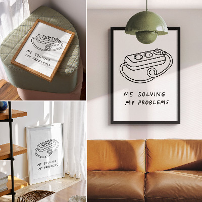 Eleganten plakat za dnevno sobo Minimalistična ilustracija s humorjem
