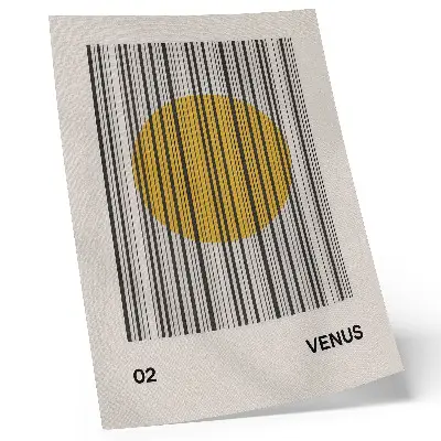 Eleganten plakat za dnevno sobo op art z rumenim krogom in kontrastnimi črtami