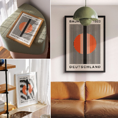 Plakat Geometrijski motiv s kontrastom črne in oranžne barve