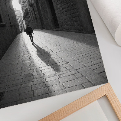Plakat Črno-bela fotografija ulice z arhitekturo