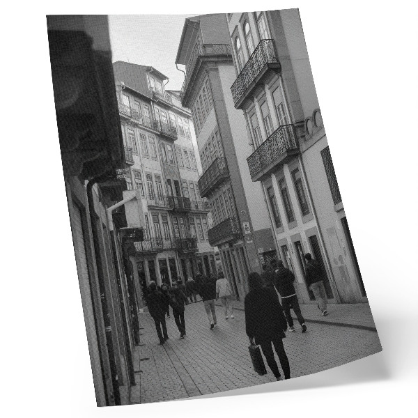 Premium stenski plakat Ulična črno-bela arhitektura ljudi
